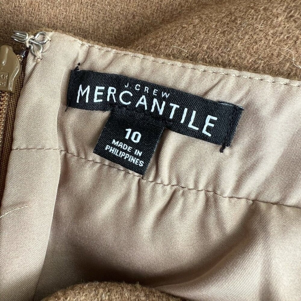 J. CREW Mercantile CAMEL Ruffle-Front Mini Skirt Thanksgiving Blend Lined Sz 10 - Picture 6 of 6